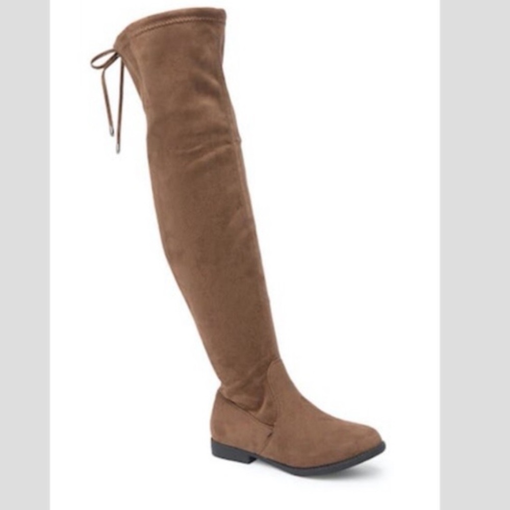 Brown Suede Above the Knee Flat Boots – Top Moda, Size 8.5, Suede, NWOT